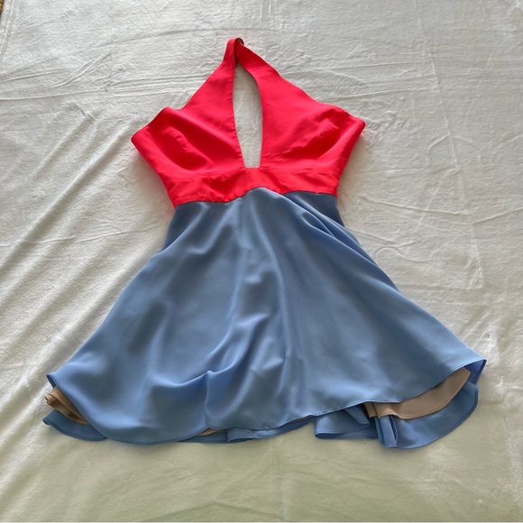 Naven 2 Tone Criss Cross Vixen Dress in Neon Salmon/Periwinkle - Picture 7 of 9